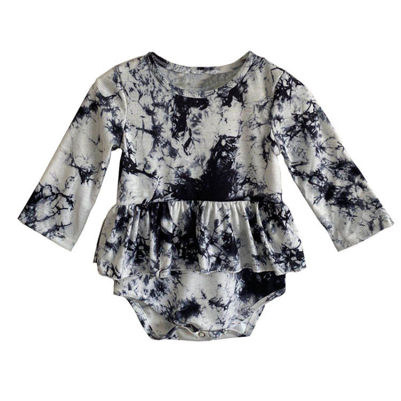 2020 wholesale colorful tie dye fabric long sleeve winter baby romper