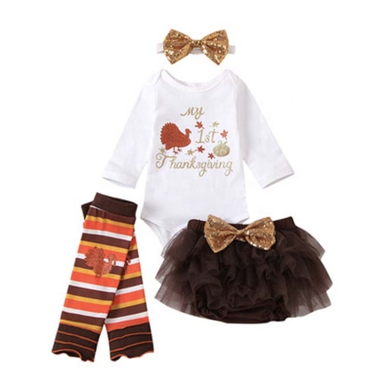 Thanksgiving new design organic baby romper 100% cotton newborn clothes set