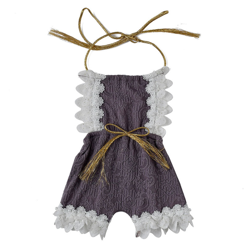 Summer newborn plain ruffle baby girl jumpsuit clothes baby ruffle jumpsuit