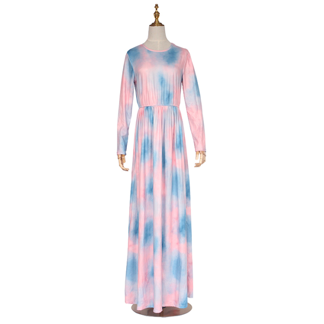 High quality plus size maxi tie dye ladies beach dress women casual women dress