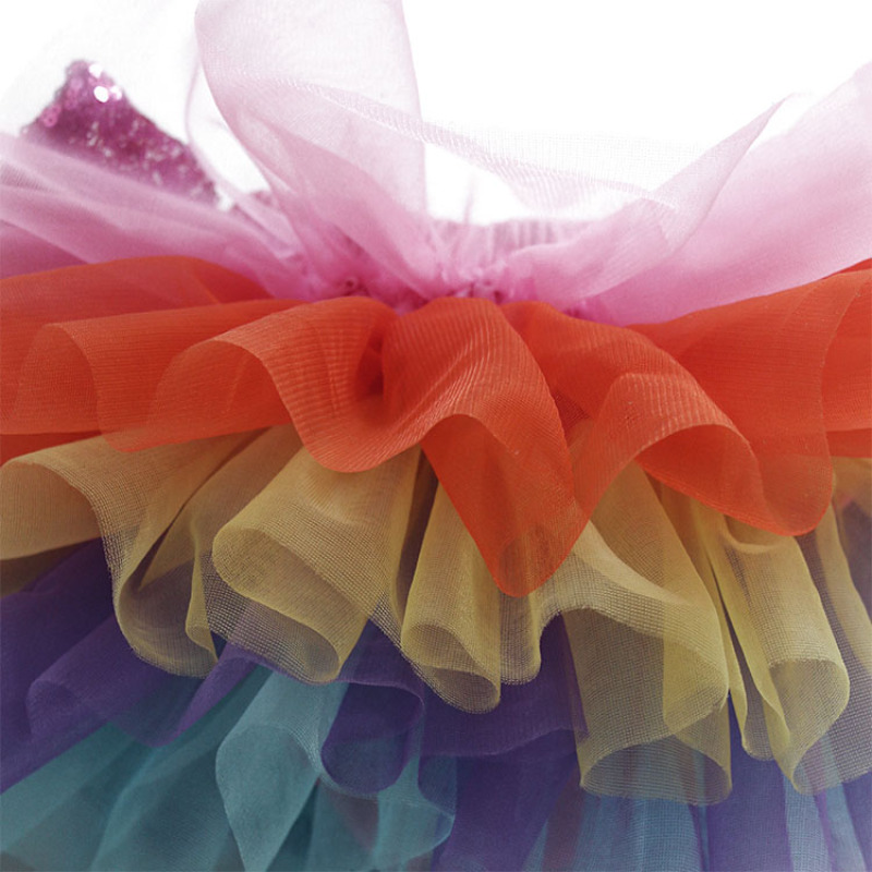 2020 factory starry bow layered rainbow gauze baby tutu bloomers pants cotton