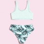 Hote sale two piece white highwaist swimwear fashion print bikini
