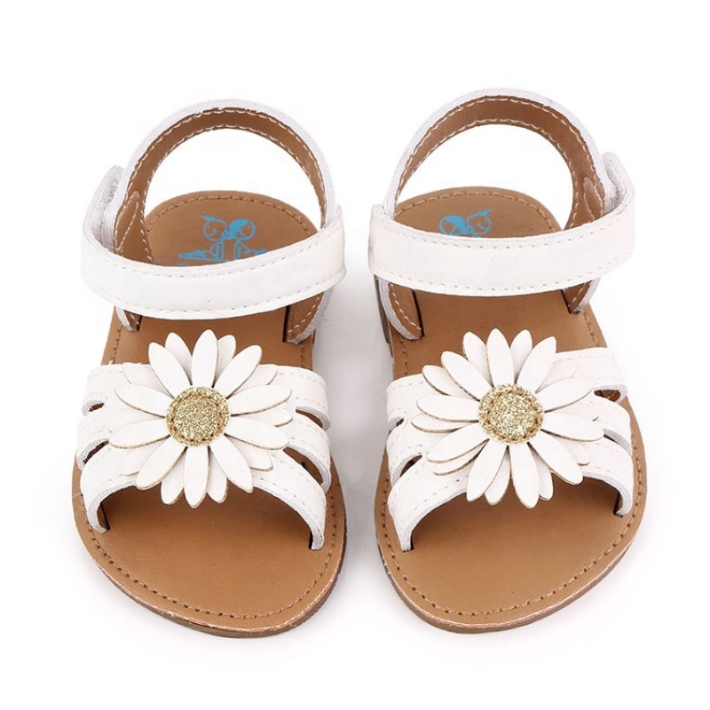 Summer new arrivals custom soft flat sole flower  new born baby shoes sandals