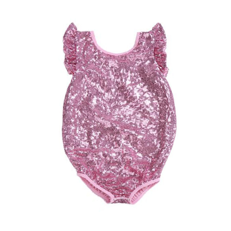Latest kids boutique baby cotton onesie girl sequin romper baby clothes romper