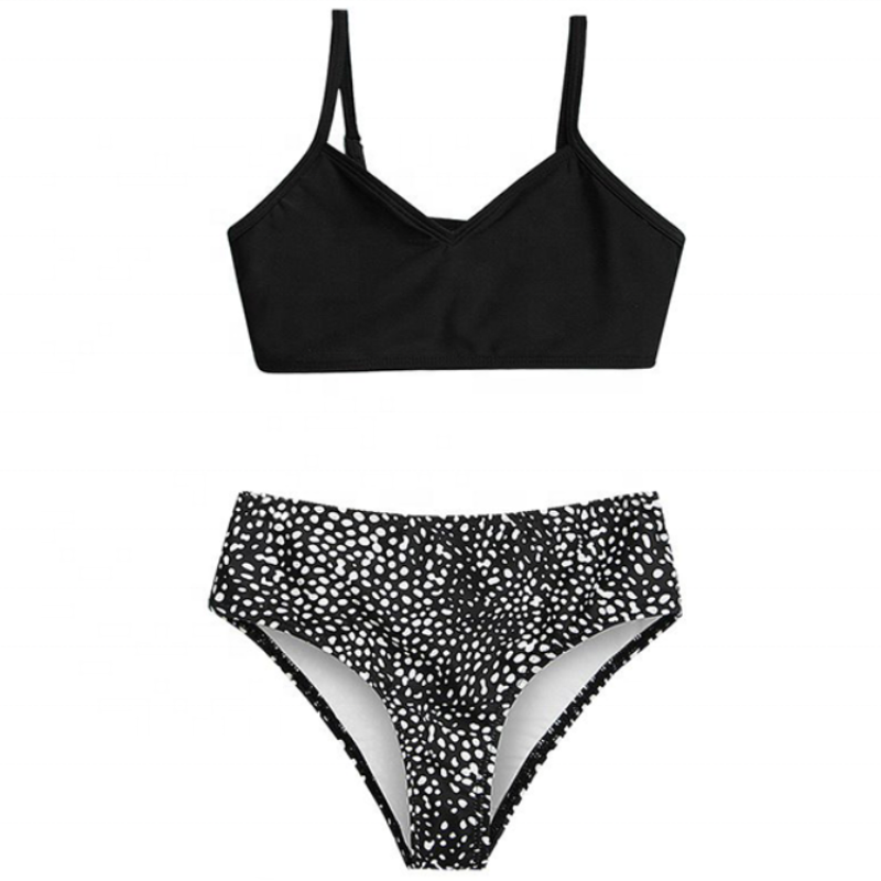 Summer fashionable black triangle leopard 2 piece bikini