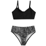 Summer fashionable black triangle leopard 2 piece bikini