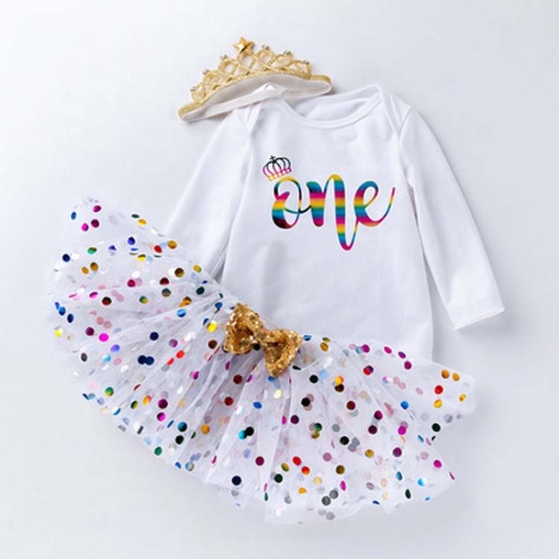 Wholesale Boutique Baby Long Sleeve Princess Birthday Dresses With Hair Accessory