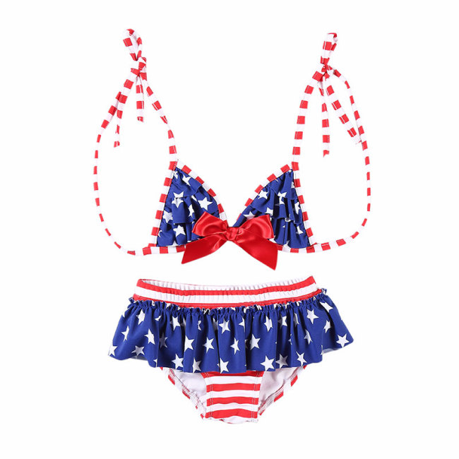 2019 Hot Sale Boutique 2 Pieces Sets  Baby 4th of July Swimming Suit 2 Pieces Sets For Girls