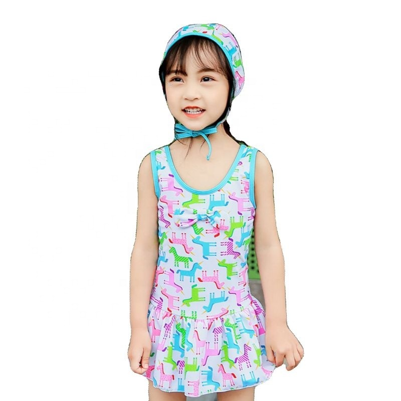 2021 korean cartoon kids swimwear baby animal print bikini