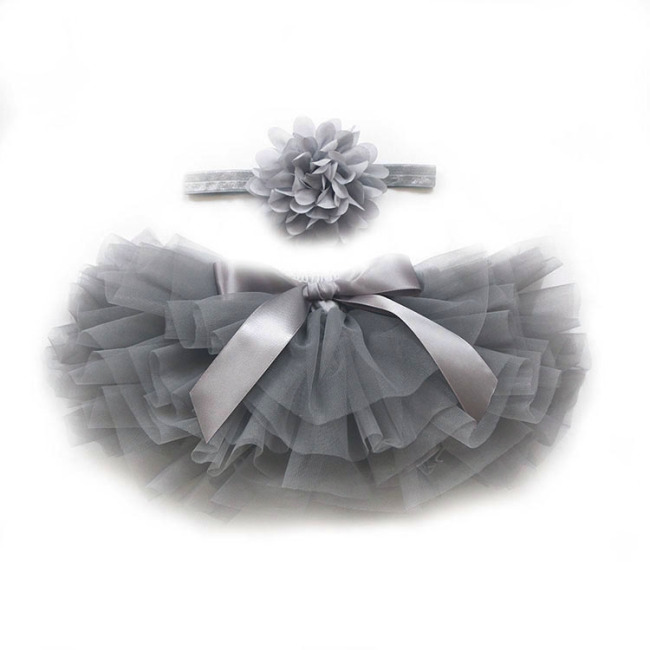 Wholesale infant diaper cover gray satin bowknot baby girl ruffle bottom tutu bloomer