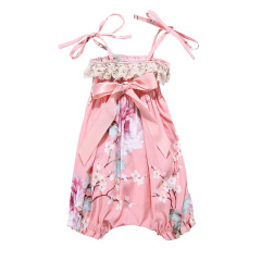Wholesale Western Backless Sling Cotton Clothes Pretty Gallus shivering Ruffles Dresses Jumper for Baby Girls