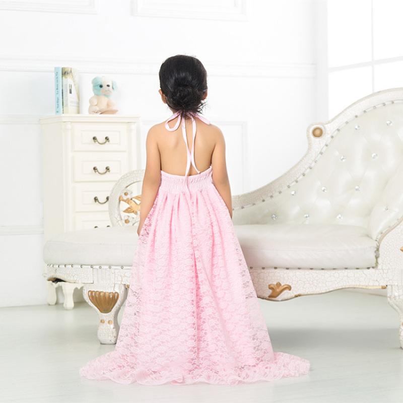 Factory Sale Long Lace Backless Flower Girl Dresses