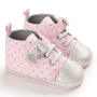 Wholesale Light Anti-Slippery White Pink Hook and Loop Canvas Shoes for Baby Girls