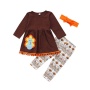 2021 korean cute turkey cartoon 3 piece cotton infant clothing baby