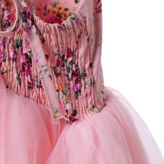 Floral Kids Girls Birthday Party Backless Tulle Tutu Dress