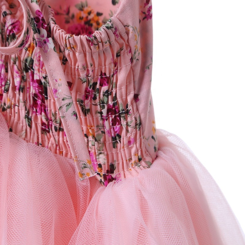 Floral Kids Girls Birthday Party Backless Tulle Tutu Dress
