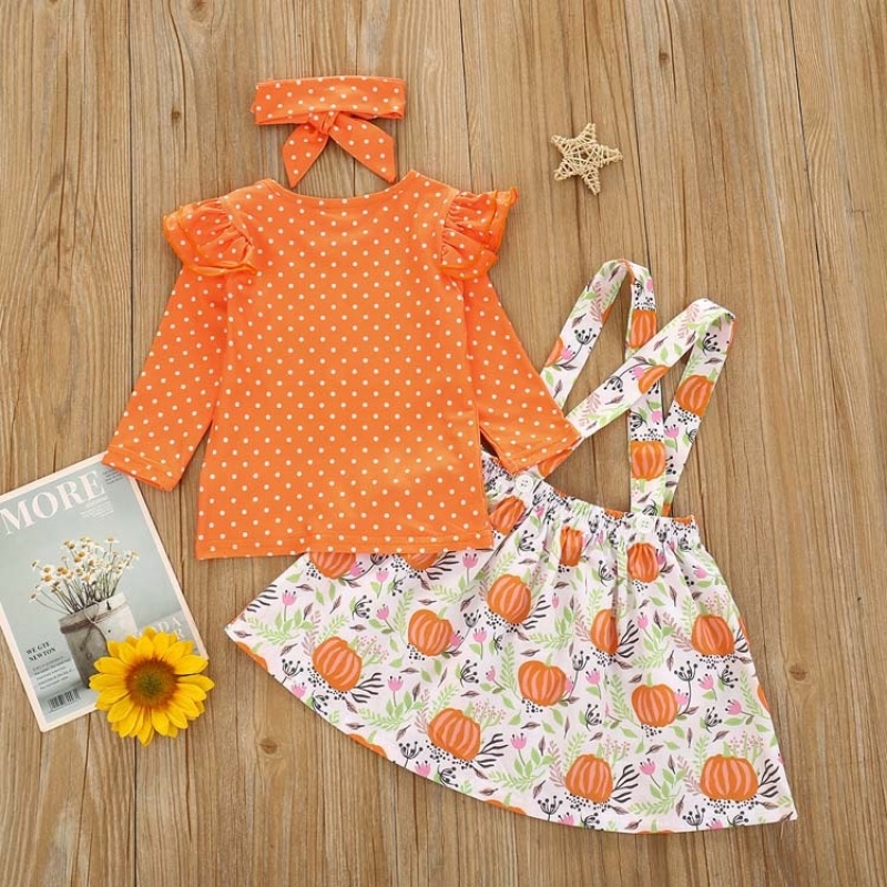 2021 trendy korean baby pumpkin clothes designer suspender dress