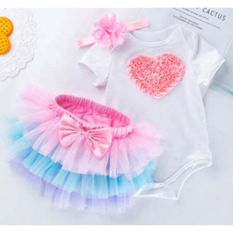 Manufacturer Sale Little Girl Birthday Bodysuit With Skirts And Headband For Smash Cake