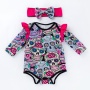 New arrival bone cotton printed trendy punk long sleeve halloween romper