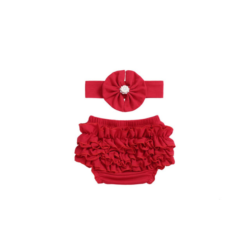 Hot selling new design soft organic cotton  wholesale baby bloomers with headband