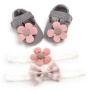 Focusnorm 0-18M newborn baby girls boys crib shoes cotton flowers hook soft cork baby shoes 6 colors headband