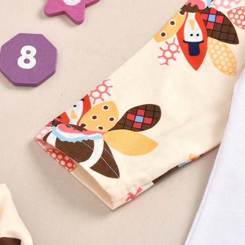 2021 long sleeve cotton turkey cartoon 2 piece baby clothing sets