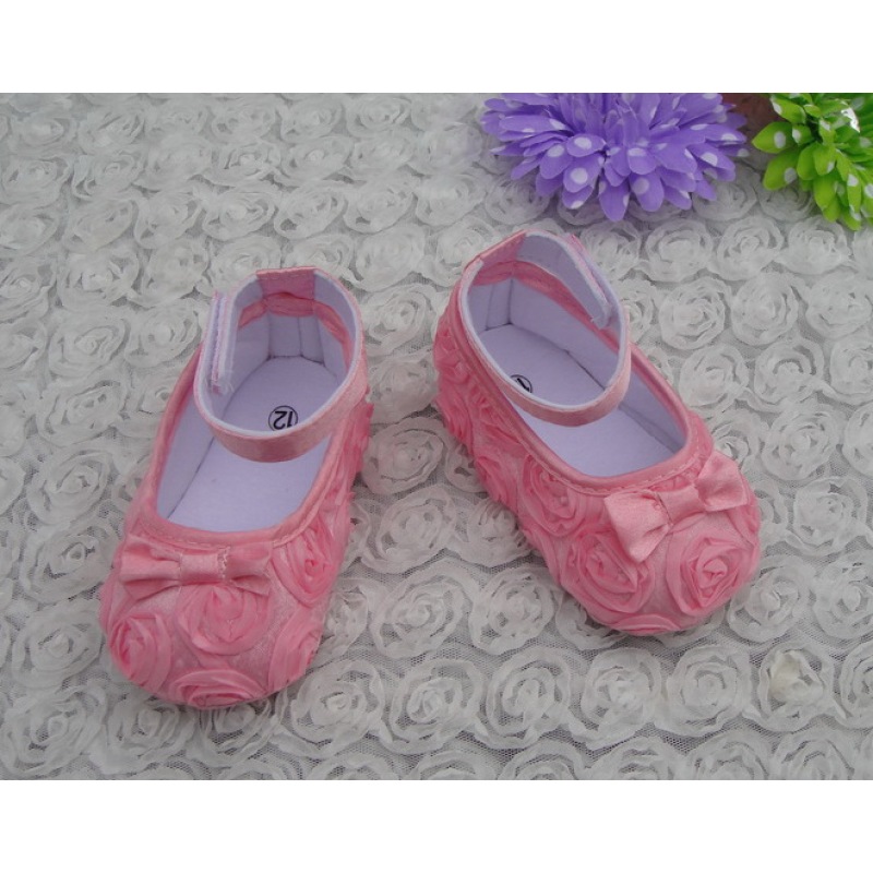New design baby hard sole walking shoes rosette baby shoes for sale