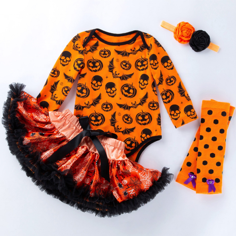 Halloween luxury 2021 girls tutus pettiskirt baby kid 1 year  4pcs boutique sets