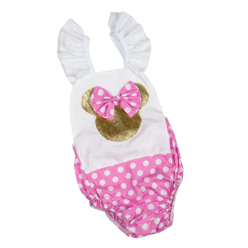 2016 New design  baby girls romper with mickey print polka dots for 0-3 years