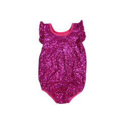 Wholesale sequin prints cotton romper cheap baby girls wear summer boutique infant rompers