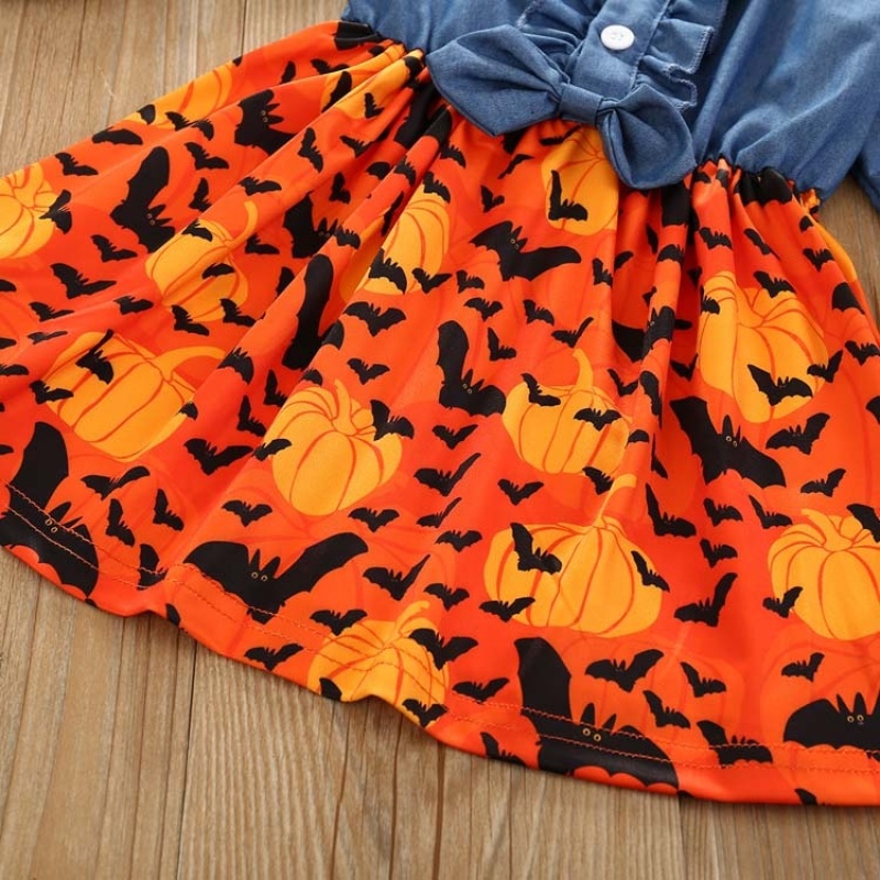 Halloween baby designers clothes infant denim patchwork dress