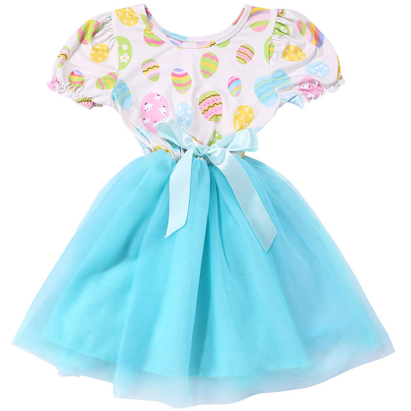 New fashion Easter short sleeve baby girl party dress toddler girl dresses