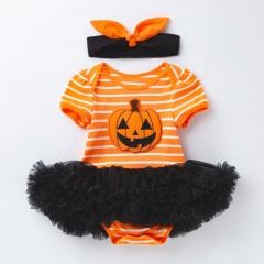2021 cute cartoon pumpkin puff short sleeve tutu pettiskirt luxury baby dresses