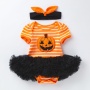 2021 cute cartoon pumpkin puff short sleeve tutu pettiskirt luxury baby dresses