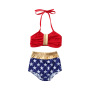 New Design American Independence Day Suspender Bikini Swimsuit Two Pieces Set for Baby and Kids