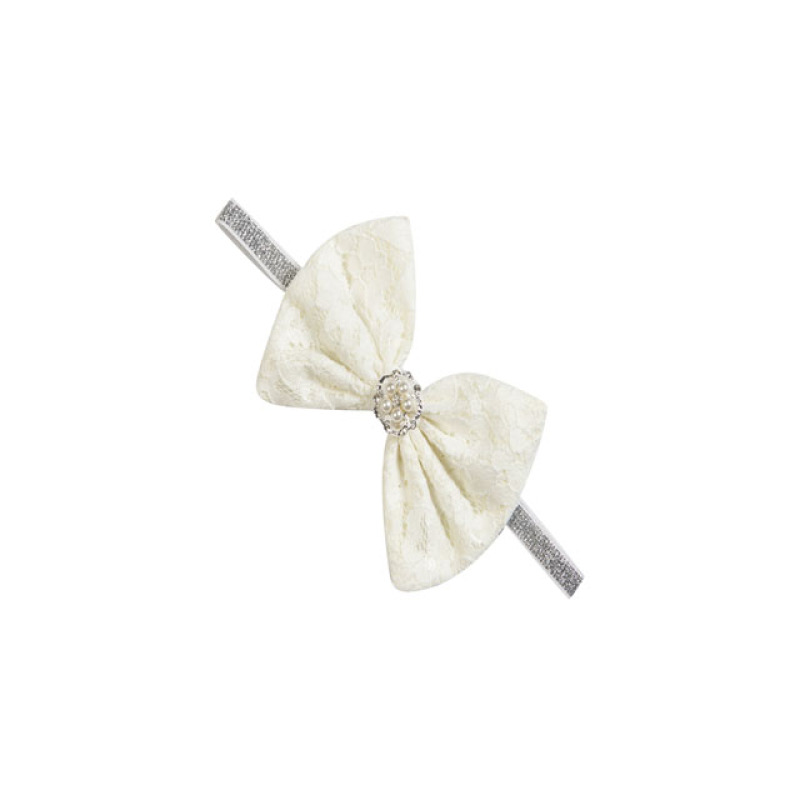 Natural elastic baby hair accessories bow-knot lace pearl beaded headband