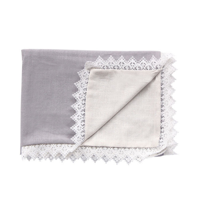 Beautiful design wholesale breathable lace cotttn linen soft baby cover swaddle blanket