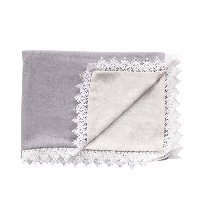 Beautiful design wholesale breathable lace cotttn linen soft baby cover swaddle blanket