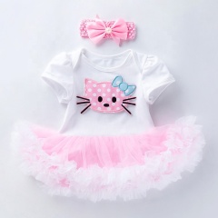 Wholesale Baby Girl Birthday Outfit Set With Headband 