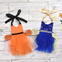 Wholesale Stylish Girls Strappy Tulle Princess Dresses For Baby And Kids
