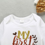 Thanksgiving day   organic cotton   trendy baby romper legs warmer sequin bow headband clothes set