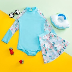 Hot sale blue two piece kids unique little girl seersucker swimsuit