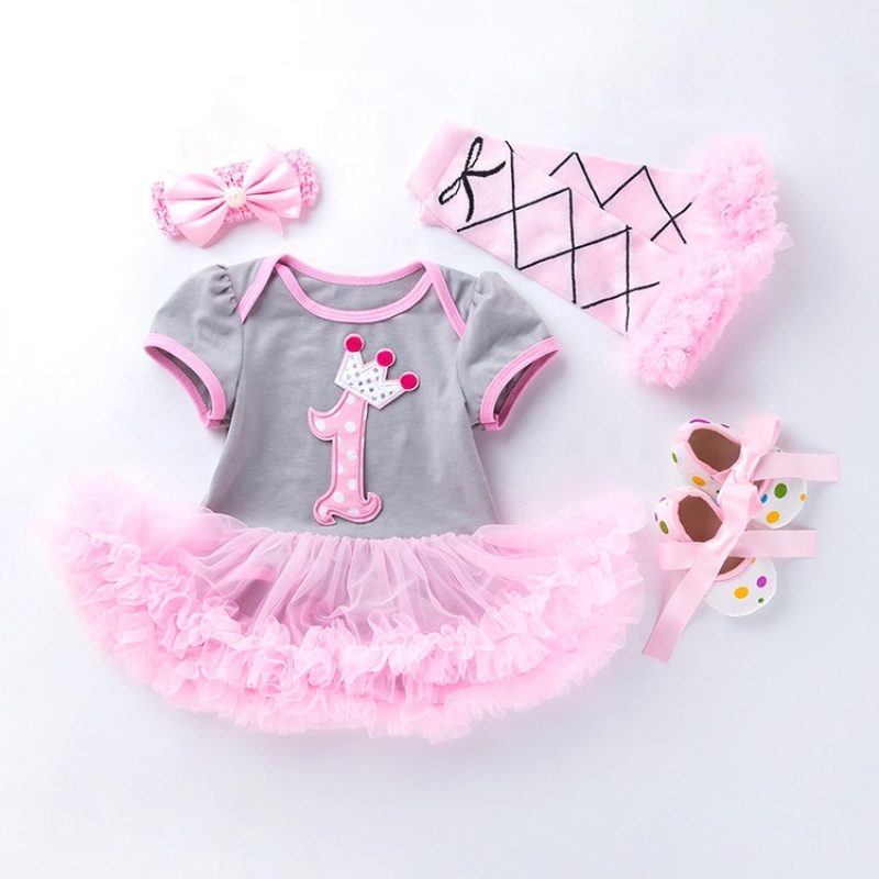 Wholesale Cotton Short Sleeve Bodysuit With Tutu Skirts Outfit Set