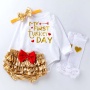 Thanksgiving day   long sleeves baby bow headband infant clothing
