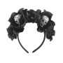 Funny  Halloween Orange Rose Gauze Skull Party Baby kids Headband