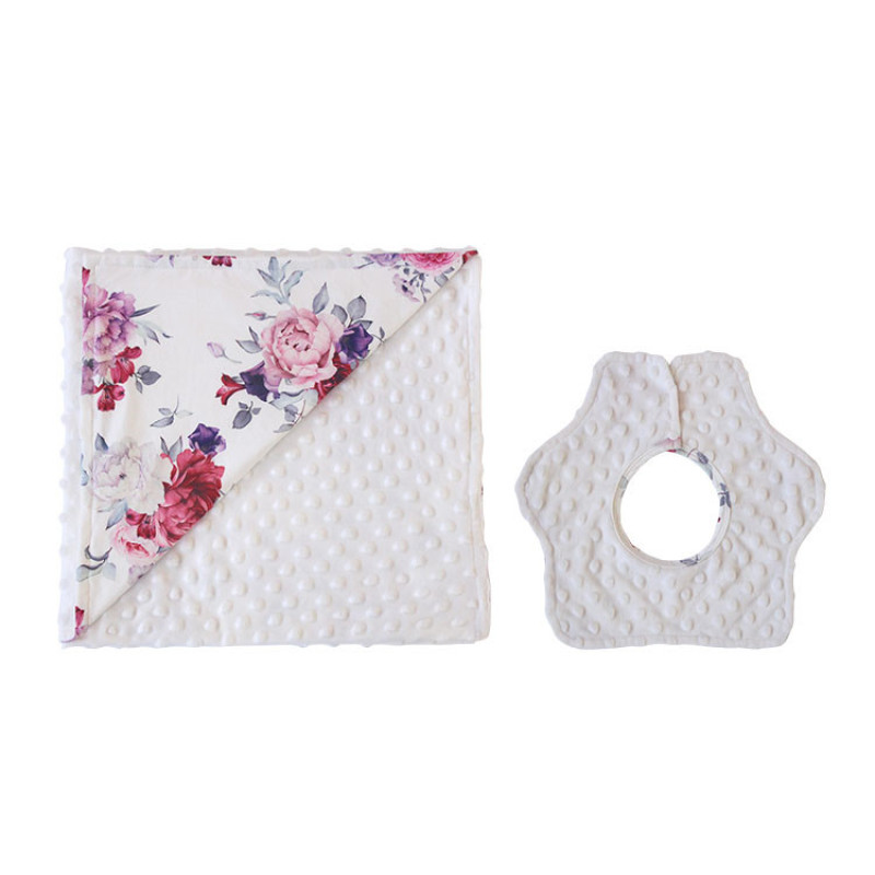 2020 new born safety skin friendly cotton flower blanket gift baby present set