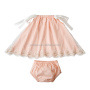 New Design Spring Baby Girl Lace Outfit Clothes Set Tunic Top With Diaper Cover