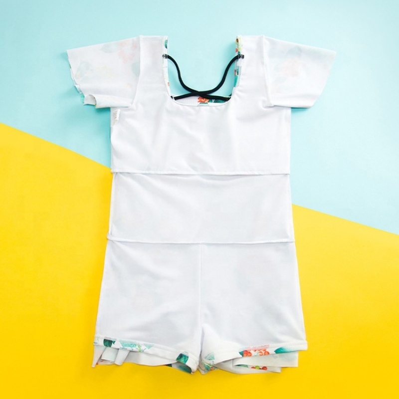 2021 fashionable bikinis flowers kids swimwear children criss cross swimsuit