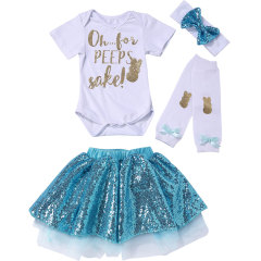 Easter newborn baby outfit toddler girls shiny skirt set