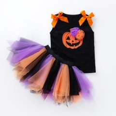 New arrival halloween baby vest sleeveless trendy punk toddler tulle pleated skirt